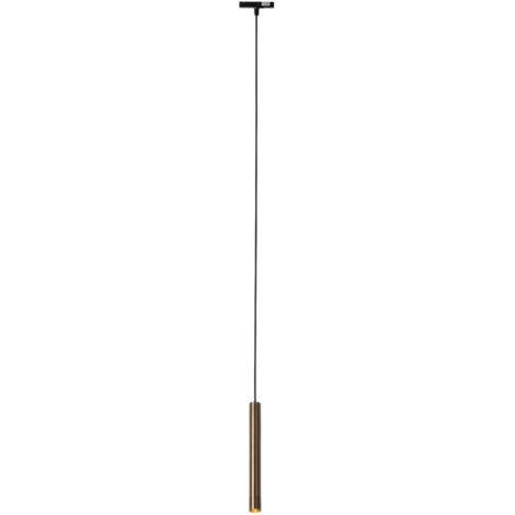 QAZQA Moderno Lámpara colgante moderna de bronce oscuro para sistema de raíl monofásico - Slimline Keno Aluminio /Metálica Alargada /Redonda Adecuado para LED Max. 1 x 5 Watt