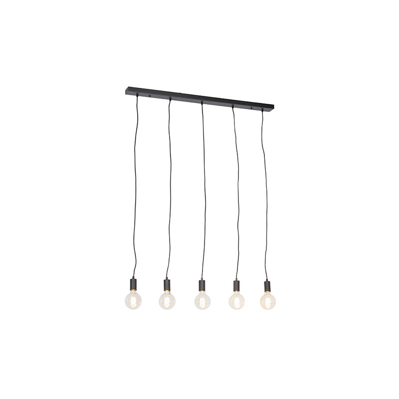 

QAZQA Moderno Lámpara colgante moderna negra 100cm 5-luces - FACIL Acero Alargada Adecuado para LED Max. 5 x 40 Watt