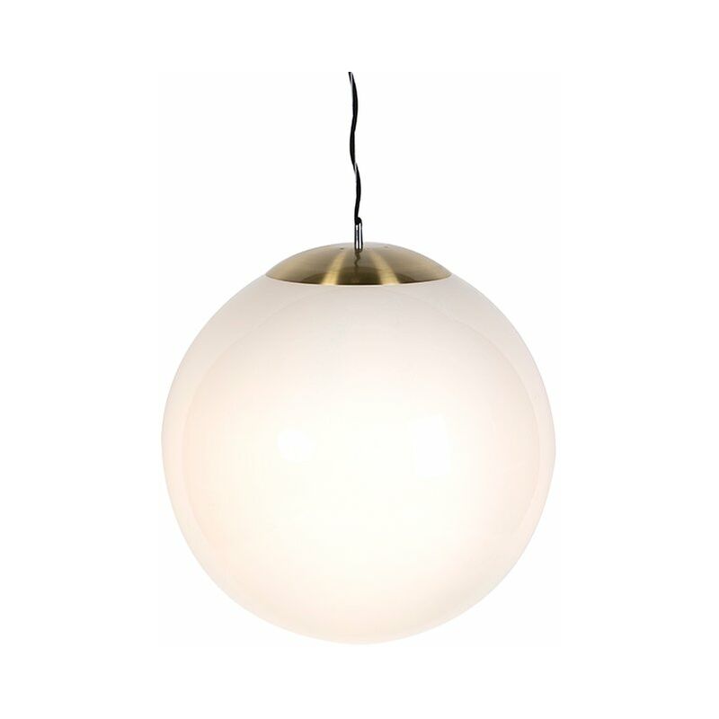 

QAZQA Moderno Lámpara colgante nórdica cristal translúcido 50cm - BALL 50 Vidrio /Acero Esfera Adecuado para LED Max. 1 x 40 Watt