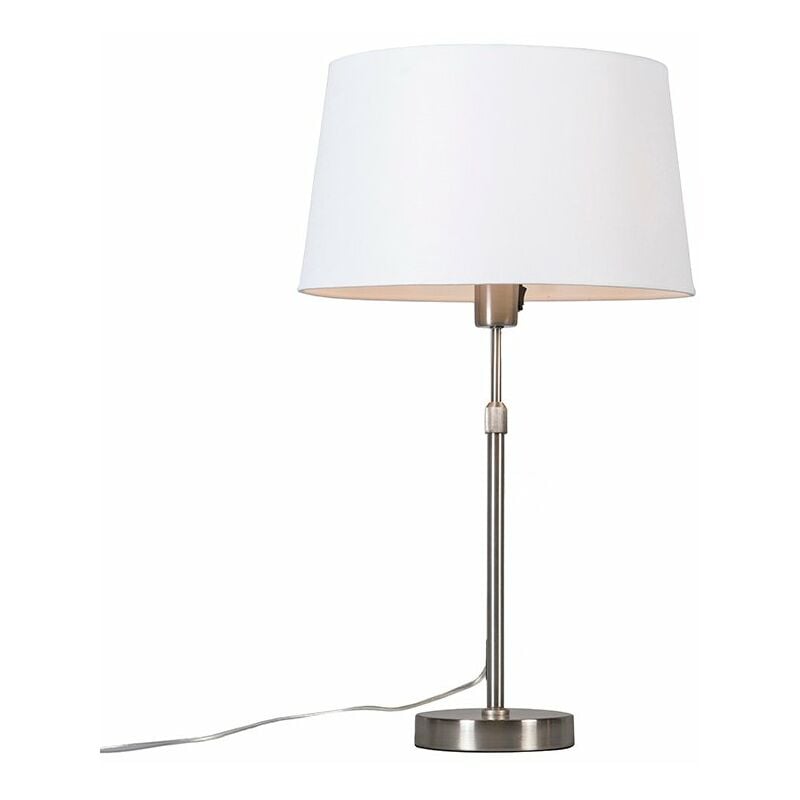 

Moderno Lámpara de mesa acero pantalla blanca 35cm ajustable - PARTE Metálica /Textil Redonda Adecuado para LED Max. 1 x 60 Watt - Qazqa