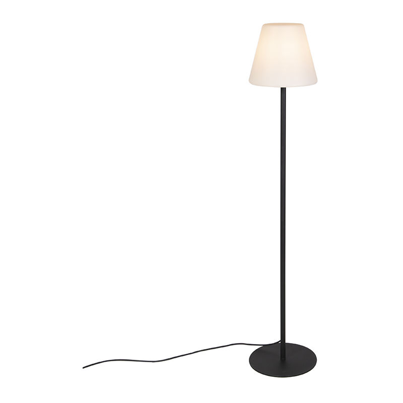 

QAZQA + Moderno Lámpara de pie moderna negra IP44 - VIRGINIA Acero inoxidable /Plástico Alargada /Ovalada Adecuado para LED Max. 1 x 23 Watt