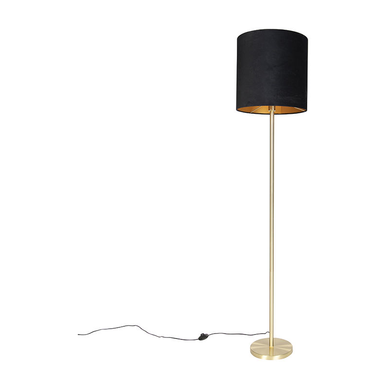 

Clásico/Antiguo Lámpara de pie clásica latón pantalla negra/oro 40cm - SIMPLO Acero /Textil Cilíndra /Alargada Adecuado para LED Max. 1 x 60 Watt