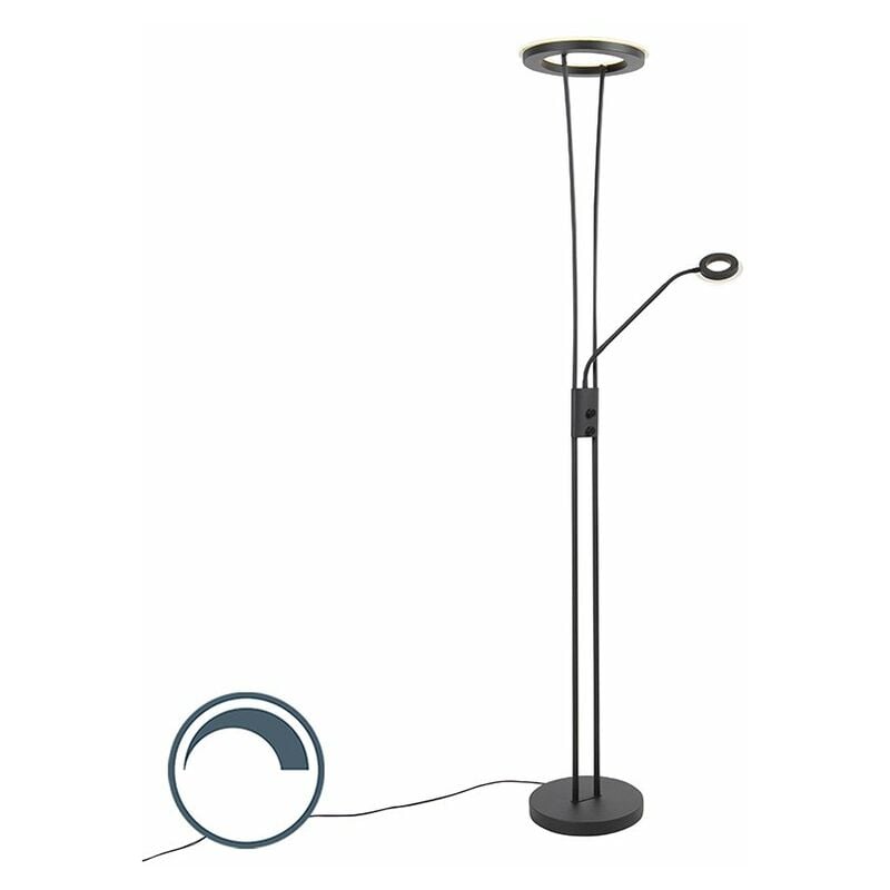 

QAZQA Moderno Uplighter moderno negro LED brazo de lectura regulador - DIVINE Vidrio /Acero Alargada Incluye LED Max. 1 x 20 Watt
