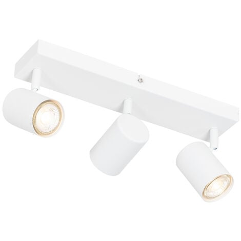 QAZQA Moderno Lámpara de techo moderna blanca 3 luces rectangular orientable - Jeana Acero Rectangular Adecuado para LED Max. 3 x 7 Watt