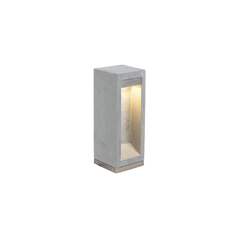 

QAZQA Moderno Baliza moderna gris 40cm IP55- SNEEZY Piedra/cemento /Acero inoxidable Rectangular Incluye LED Max. 1 x 7 Watt