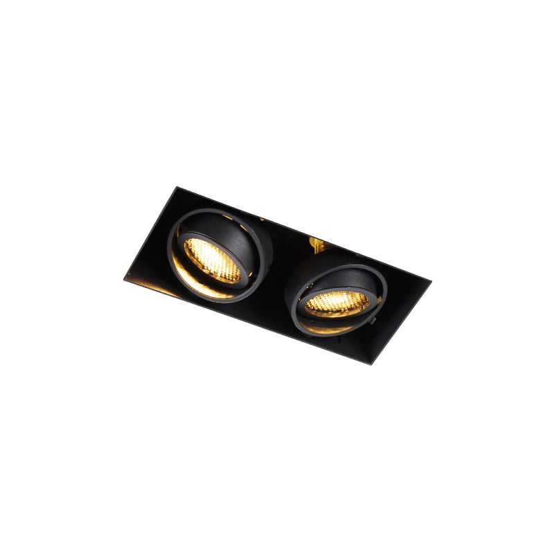 

QAZQA + Moderno Foco empotrado negro 2-luces orientable sin-marco - ONEON Honey Acero Rectangular Adecuado para LED Max. 2 x 50 Watt