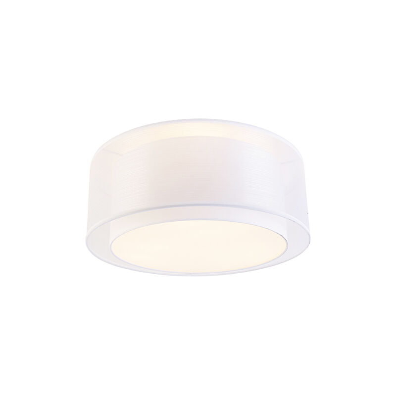 

QAZQA Moderno Lámpara de techo moderna blanca 50 cm 3 luces - Drum Duo Plástico /Acero /Textil Cilíndra Adecuado para LED Max. 3 x 40 Watt