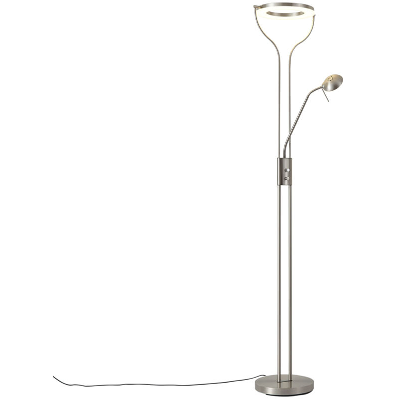 

Moderno Lámpara de pie moderna en acero con brazo de lectura incl. LED y dimmer - Divo Acero Alargada Incluye LED Max. 1 x 18 Watt - Qazqa