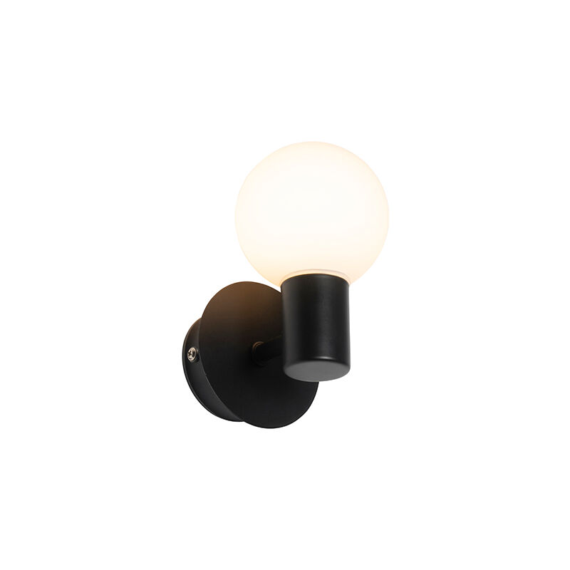 

QAZQA Moderno Aplique moderno negro IP44 - Cederic Up Vidrio /Acero Esfera Adecuado para LED Max. 1 x 28 Watt