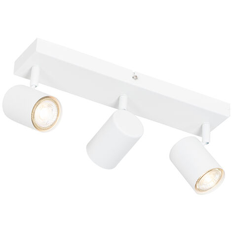 QAZQA Moderno Plafón moderno blanco 3 luces rectangular ajustable - Jeana Acero Rectangular Adecuado para LED Max. 3 x 10 Watt