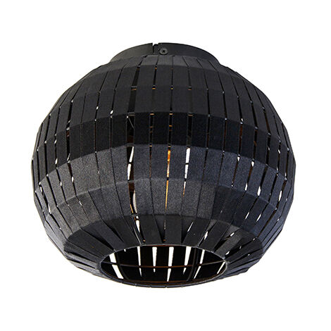 QAZQA Moderno Plafón moderno negro 26 cm - Zoë Acero /Textil Redonda Adecuado para LED Max. 1 x 40 Watt