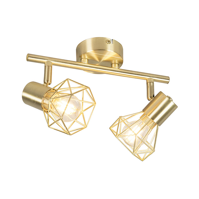 

QAZQA + Moderno Plafón Art Deco orientable oro - MOSH 2 Acero Alargada Adecuado para LED Max. 2 x 40 Watt