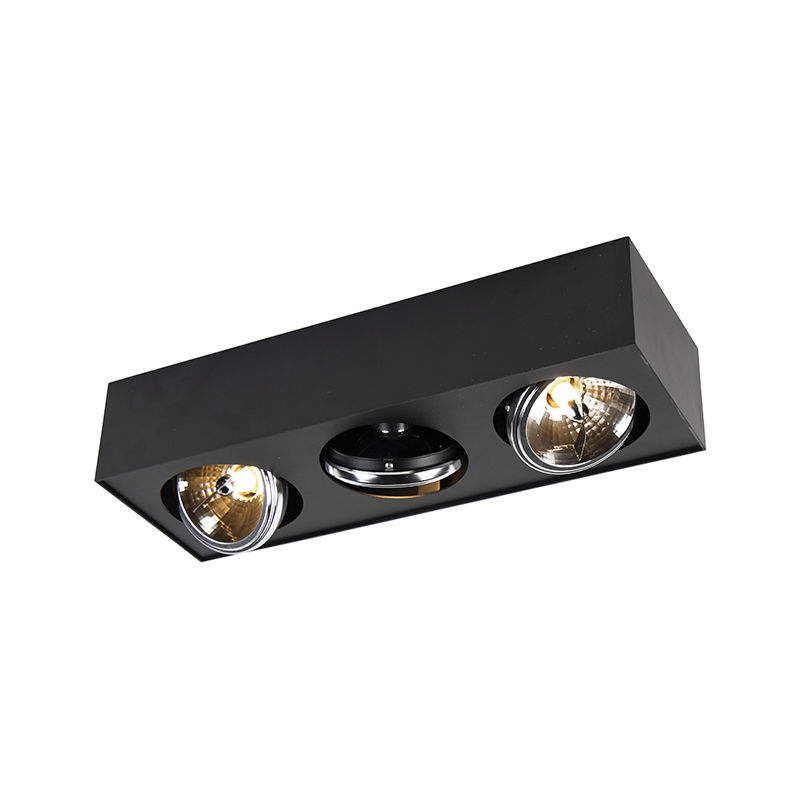 

QAZQA Moderno Plafón diseño negro cuadrado 3 luces G9 incl - KAYA Aluminio /Acero Rectangular Adecuado para LED Max. 3 x 3 Watt