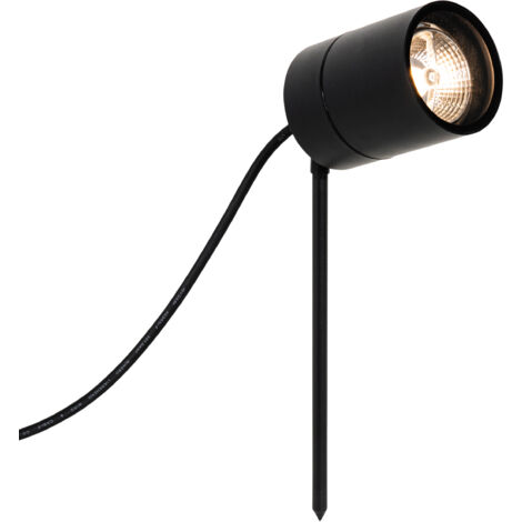 QAZQA Moderno Punto de estaca moderno negro AR70 orientable IP44 - Solo Acero inoxidable /Vidrio Alargada Adecuado para LED Max. 1 x 35 Watt