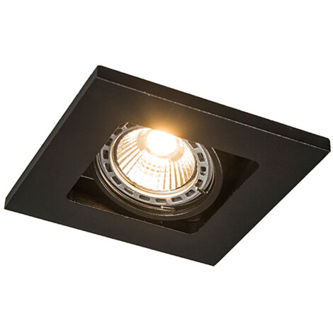 QAZQA Moderno Set de 10 focos empotrables negros cuadrados - Qure Aluminio Cuadrada Adecuado para LED Max. 10 x 50 Watt