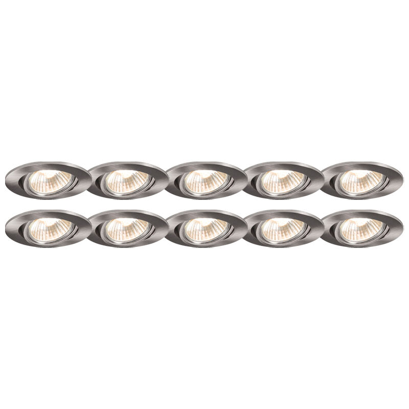 

+ Moderno Set de 10 focos empotrados aluminio orientable - CISCO Redonda Adecuado para LED Max. 10 x 50 Watt - Qazqa