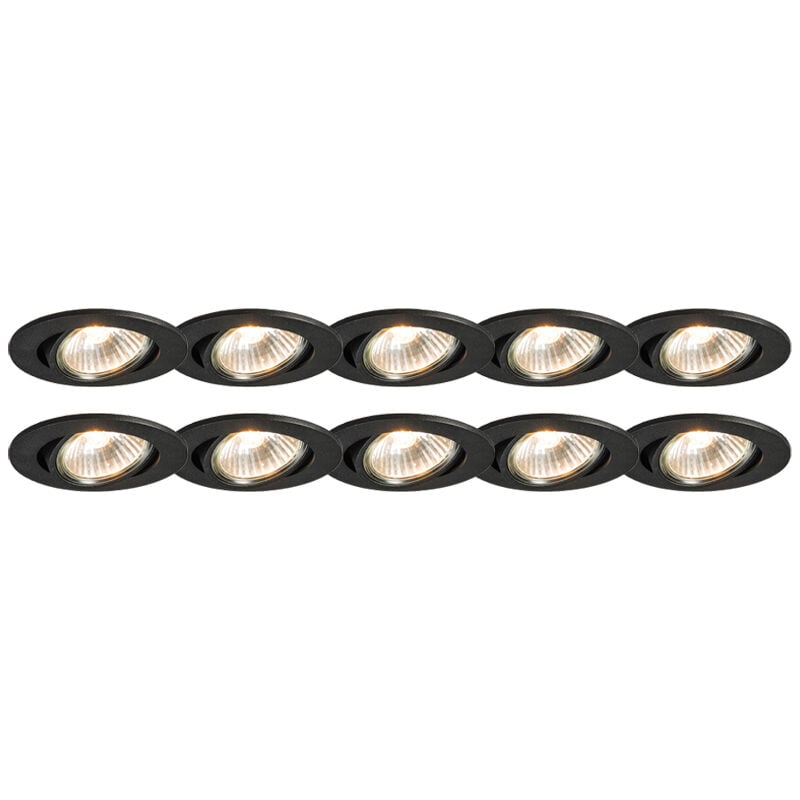 

+ Moderno Set de 10 focos empotrados negro orientable - CISCO Aluminio Redonda Adecuado para LED Max. 10 x 50 Watt - Qazqa