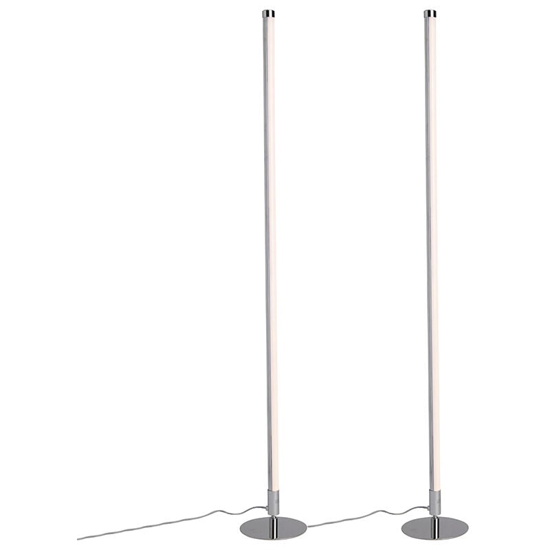

+ Moderno Set de 2 lámparas de pie modernas LED cromo - LINE-UP Plástico /Metálica Redonda Incluye LED Max. 2 x 12 Watt - Qazqa