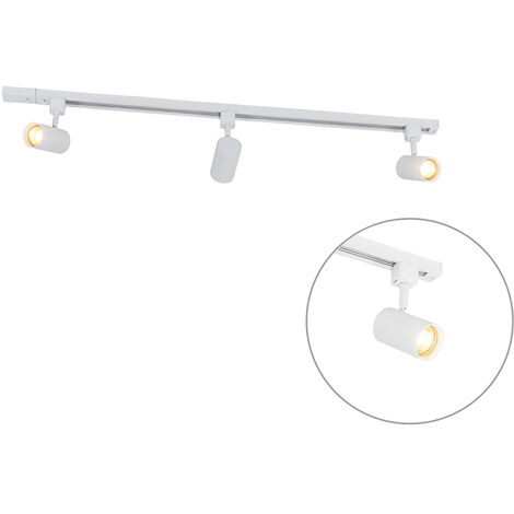 QAZQA Moderno Sistema de carril moderno monofásico 3 focos blancos - JEANA Aluminio /Acero /Plástico Alargada Adecuado para LED Max. 3 x 50 Watt