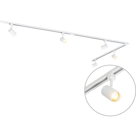 QAZQA + Moderno Sistema de carril monofásico moderno blanco 5-luces - JEANA Aluminio /Acero /Plástico Alargada Adecuado para LED Max. 5 x 50 Watt