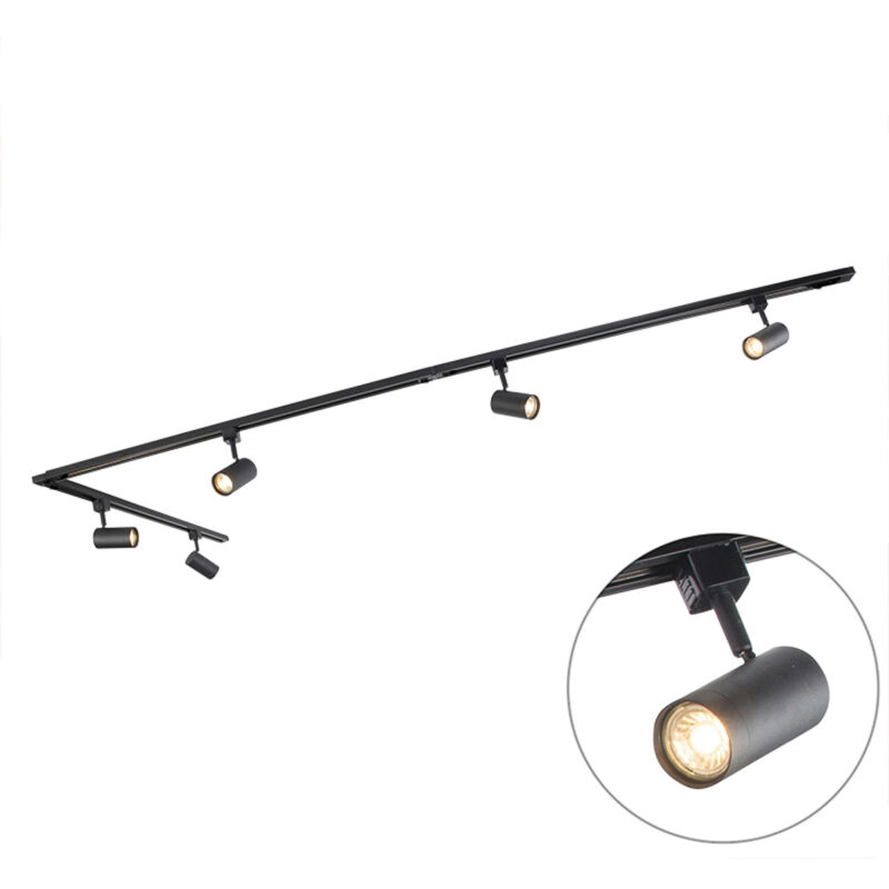 

QAZQA + Moderno Sistema de carril negro 5-bombillas-Wifi-GU10 - JEANA Acero Alargada Adecuado para LED Max. 5 x 5 Watt