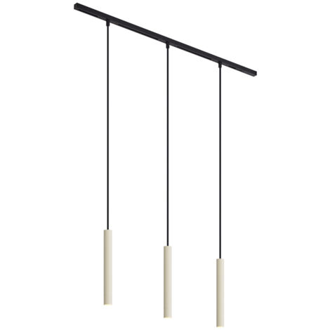 QAZQA Moderno Sistema de iluminación de riel moderno con 3 luces colgantes beige con negro monofásico - Slimline Keno Aluminio /Metálica Adecuado para LED Max. 3 x 5 Watt