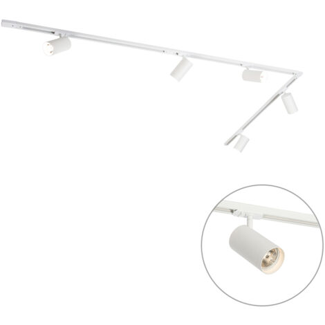 QAZQA Moderno Sistema de iluminación de riel moderno con 5 focos blancos monofásicos GU10 70mm - Iconic Jeana Luxe Acero /Plástico Adecuado para LED Max. 5 x 15 Watt