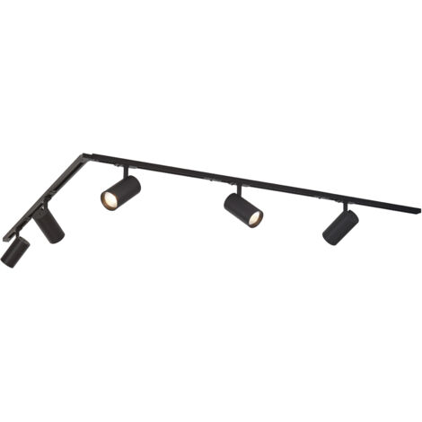 QAZQA Moderno Sistema de iluminación de riel moderno con 5 focos negro 1-Fase - Iconic Mark Aluminio /Plástico Alargada /Redonda Incluye LED Max. 5 x 20 Watt