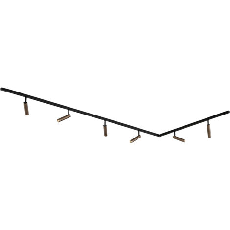 QAZQA Moderno Sistema de iluminación de riel moderno con 6 focos de bronce oscuro monofásicos - Slimline Uzzy Aluminio /Metálica Adecuado para LED Max. 6 x 5 Watt