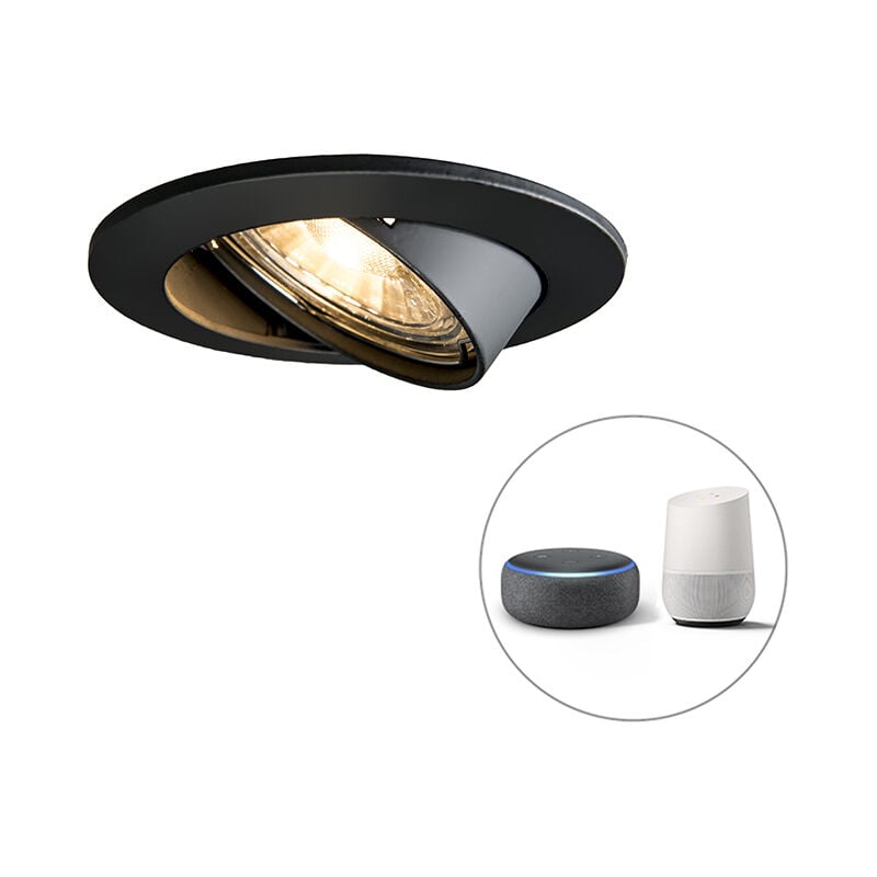 

+ Moderno Foco empotrable inteligente orientable negro bombilla-Wifi-GU10 - EDU Aluminio /Acero Redonda Adecuado para LED Max. 1 x 5 Watt - Qazqa