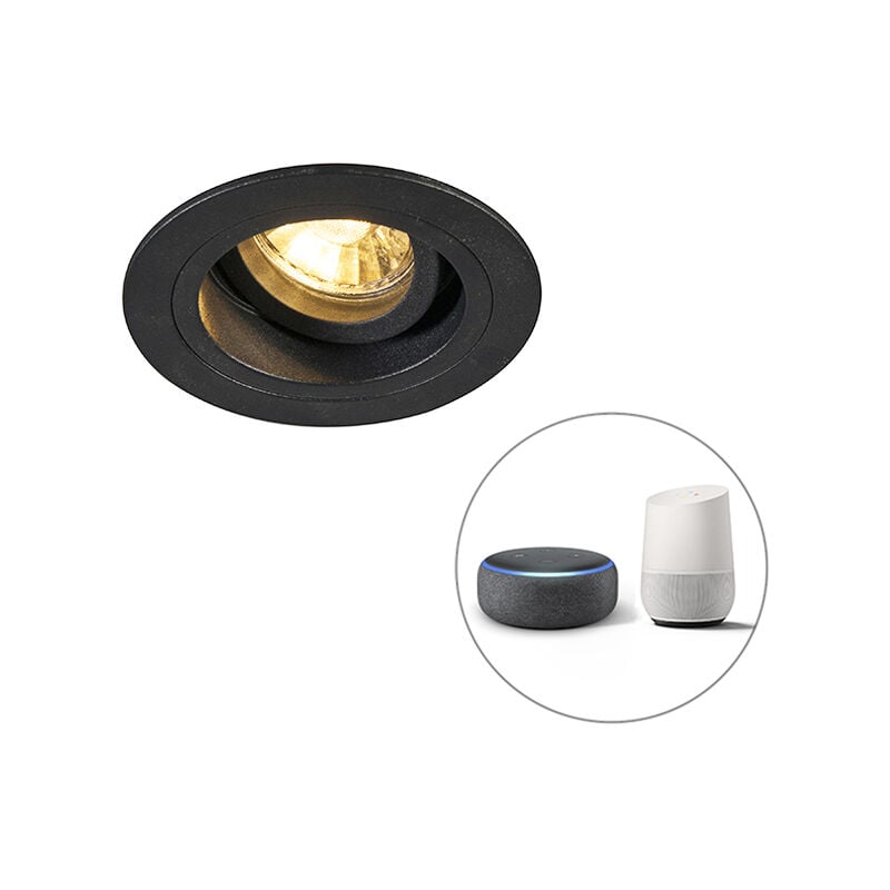 

+ Moderno Foco empotrado redondo negro orientable bombilla-WiFi-GU10 - CHUCK Acero Redonda Adecuado para LED Max. 1 x 5 Watt - Qazqa