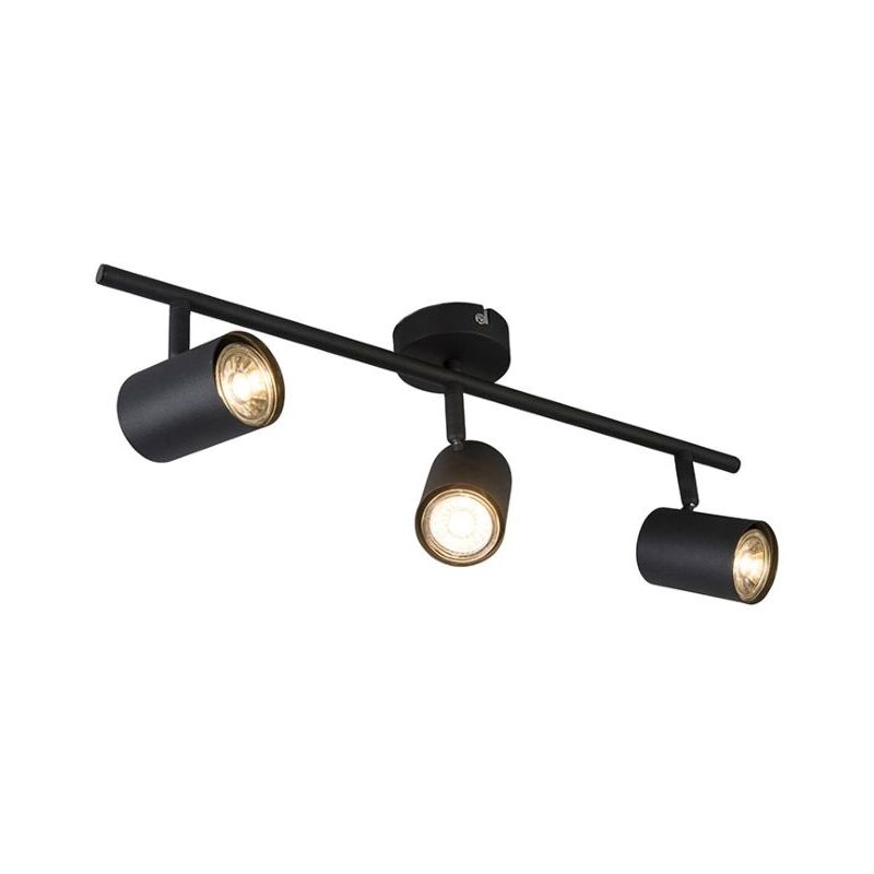 

QAZQA + Moderno Plafón moderno negro inclinable con WiFi GU10 - JEANA 3 Acero Alargada Adecuado para LED Max. 3 x 5 Watt