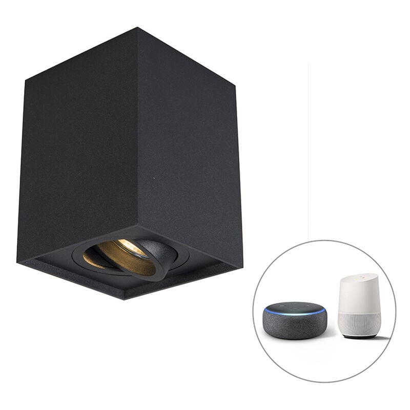 

QAZQA + Moderno Foco negro orientable bombilla-WiFi GU10 - QUADRO Up Acero Cuadrada Adecuado para LED Max. 1 x 5 Watt