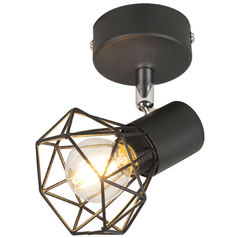 QAZQA + Moderno Spot Art Deco negro giratorio e inclinable - Mosh Acero Redonda Adecuado para LED Max. 1 x 40 Watt