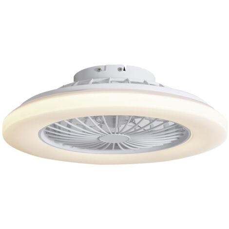 QAZQA Moderno Ventilador de techo blanco de 48,5 cm con LED regulable en Kelvin y mando a distancia - Clemo Plástico Redonda Incluye LED Max. 1 x 48 Watt