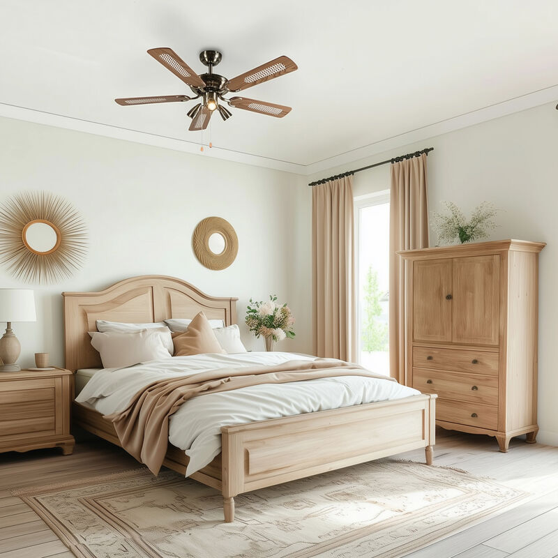 

+ Moderno Ventilador de techo bronce - MISTRAL 42 Madera /Acero Redonda Adecuado para LED Max. 3 x 50 Watt - Qazqa