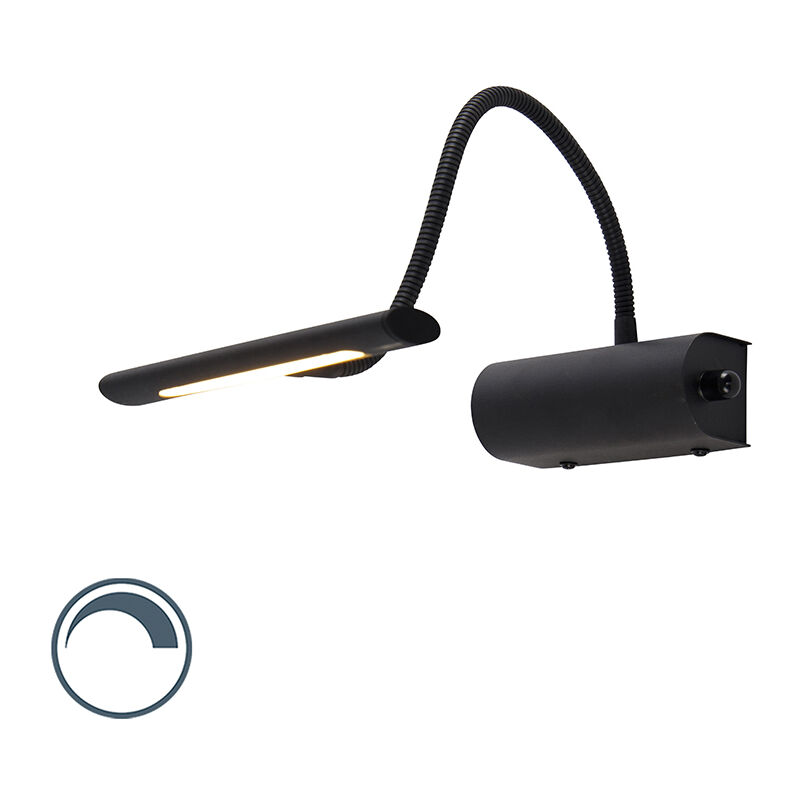 

Moderno Aplique diseño negro 18,5cm regulador LED - TABLEAU Acero Alargada Incluye LED Max. 1 x 4 Watt - Qazqa