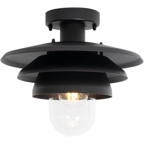 Qazqa morty - Plafonnier - 1 lumière - Ø 28.5 cm - Noir - Design - éclairage extérieur