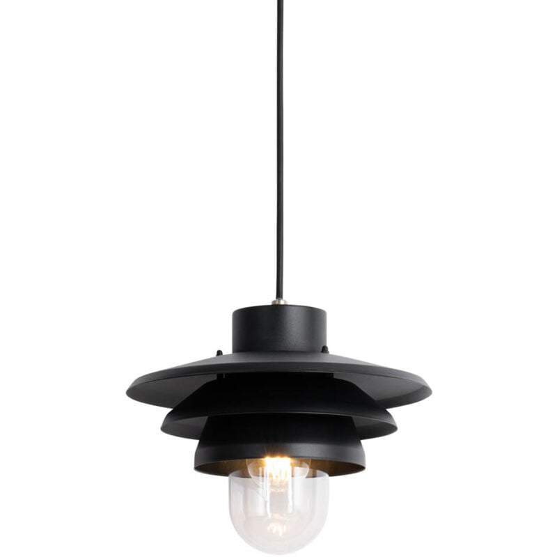 Morty - Suspension - 1 lumière - ø 28.5 cm - Noir - Design - éclairage extérieur - Qazqa