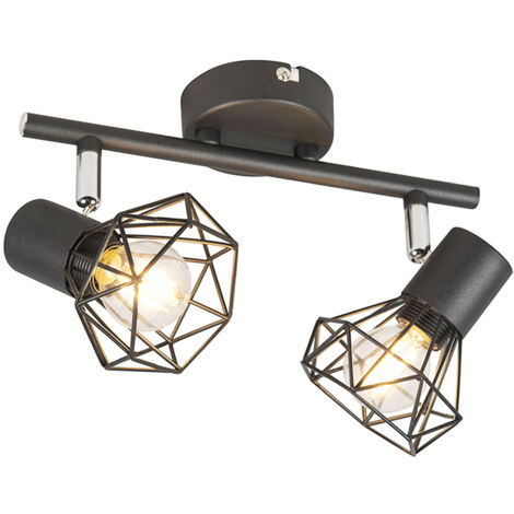 QAZQA Spot art déco noir pivotant et inclinable - MOSH 2 - Noir