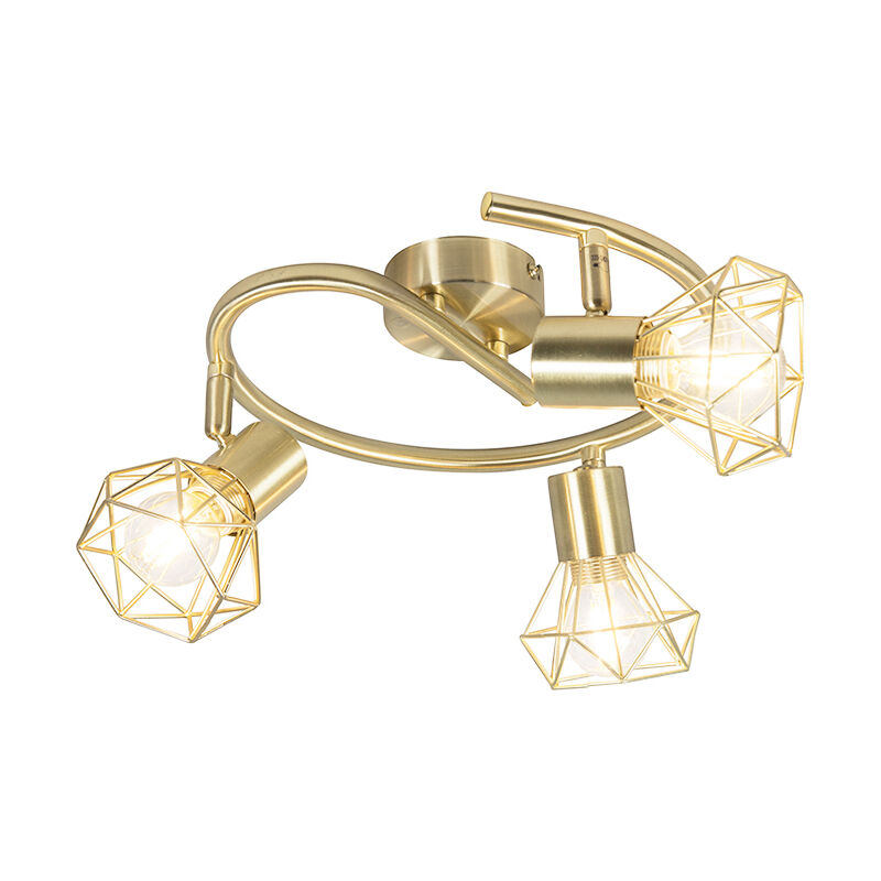 Mosh - Spot plafond, plafonnier - 3 lumière - ø 420 mm - Laiton - Moderne - éclairage intérieur - Salon i Chambre i Cuisine i Salle à manger - Qazqa