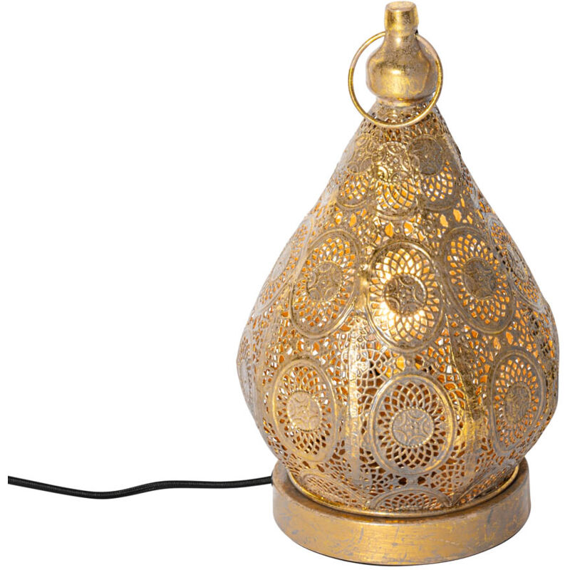 Qazqa - mowgli - Lampe de table - 1 lumière - ø 19 cm - Doré - Oriental - éclairage intérieur - Salon i Chambre i Cuisine i Salle à manger