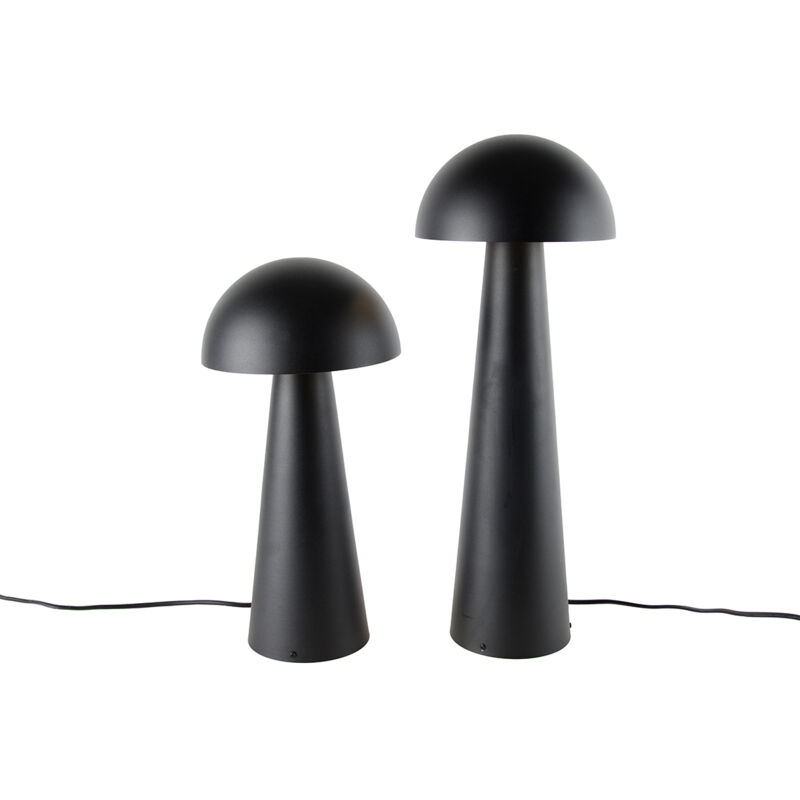 Qazqa - mushroom - led Dimmable Lampadaire variateur inclus - 2 lumière - ø 25 cm - Noir - Moderne - éclairage extérieur