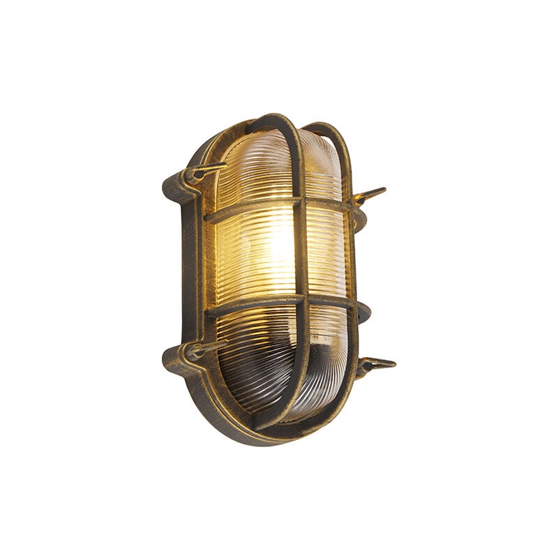 QAZQA nautica - Applique murale - 1 lumière - L 250 mm - Doré/Laiton - Rustique - éclairage extérieur - Garage / cellier