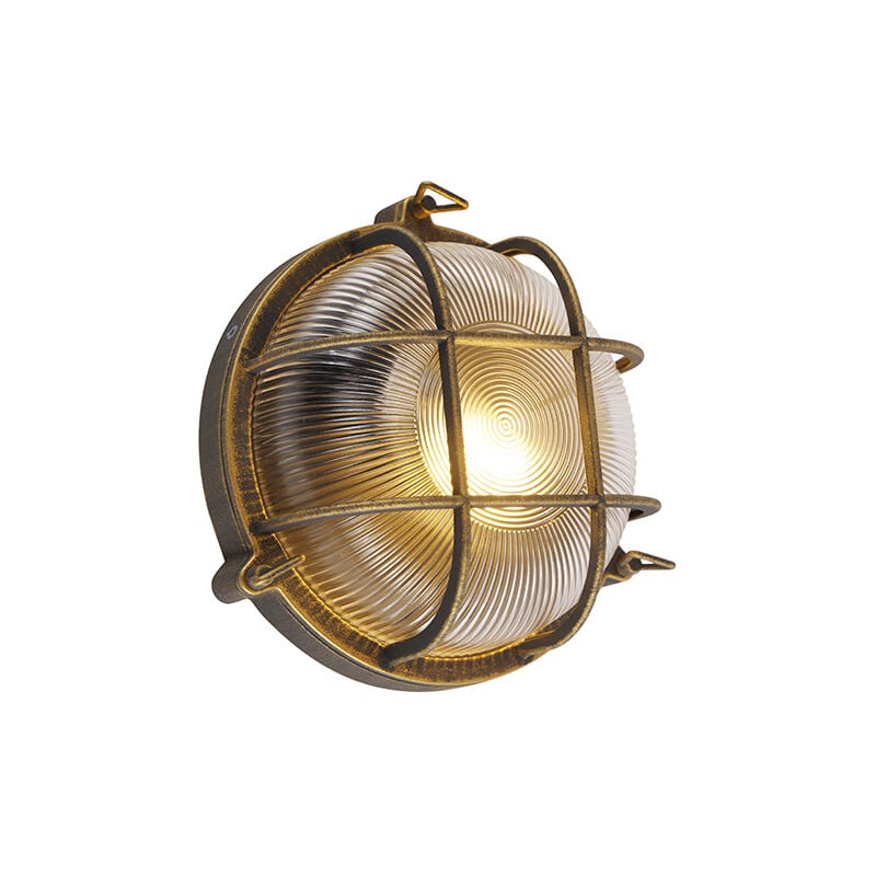 Nautica - Applique murale - 1 lumière - l 260 mm - Doré/Laiton - Rustique - éclairage extérieur - Garage / cellier - Qazqa