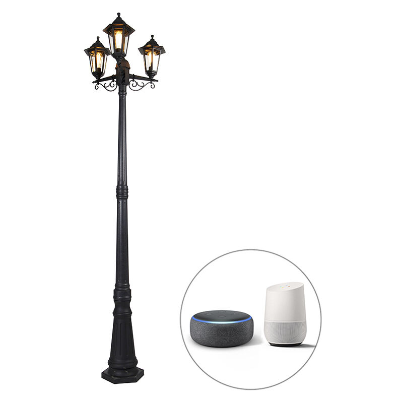 QAZQA new haven - LED Lanterne - 3 lumière - Ø 53 cm - Noir - Classique/Antique - éclairage extérieur