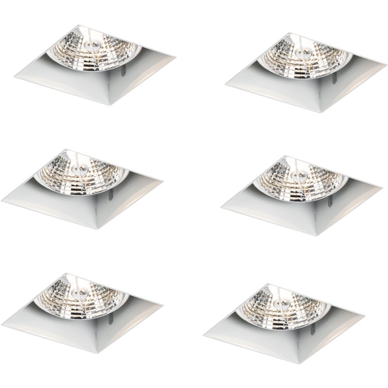 Oneon 70 - Spot encastrable - 6 pièces - l 12.5 cm - Blanc - Moderne - éclairage intérieur - Salon i Chambre i Cuisine i Salle à manger - Qazqa