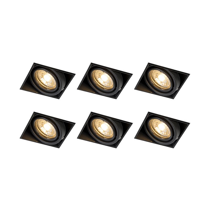 Qazqa - oneon trimless 50 - Spot encastrable - 6 pièces - l 8.8 cm - Noir - Moderne - éclairage intérieur - Salon i Chambre i Cuisine i Salle à manger