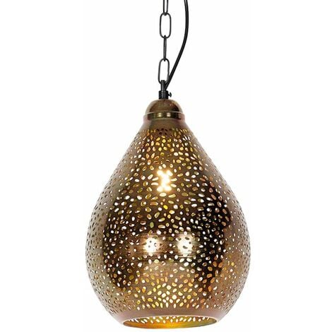 QAZQA Oriental Lámpara colgante oriental cobre - Maruf 5 Acero Alargada Adecuado para LED Max. 1 x 40 Watt
