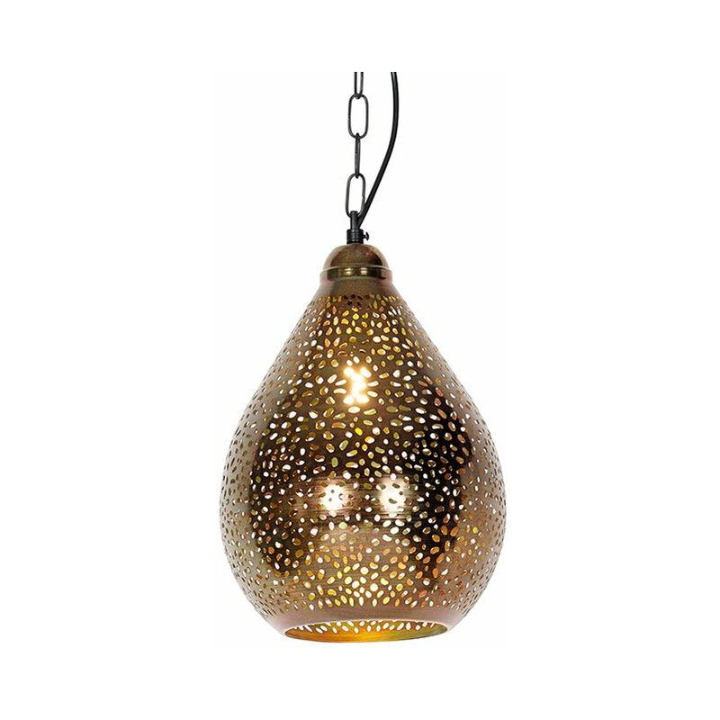 

QAZQA Oriental Lámpara colgante oriental cobre - Maruf 5 Acero Alargada Adecuado para LED Max. 1 x 40 Watt